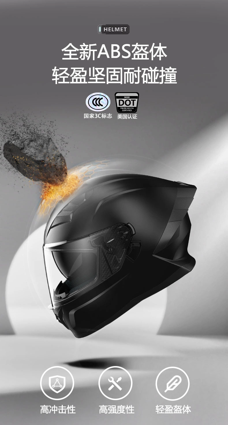 Hot Helmet Products Men Motorcycle Helmet Full Face DOT Approved Moto Helmet 3c Approved Electric Scooter Motocross Helmet UV Protection & HD Lens